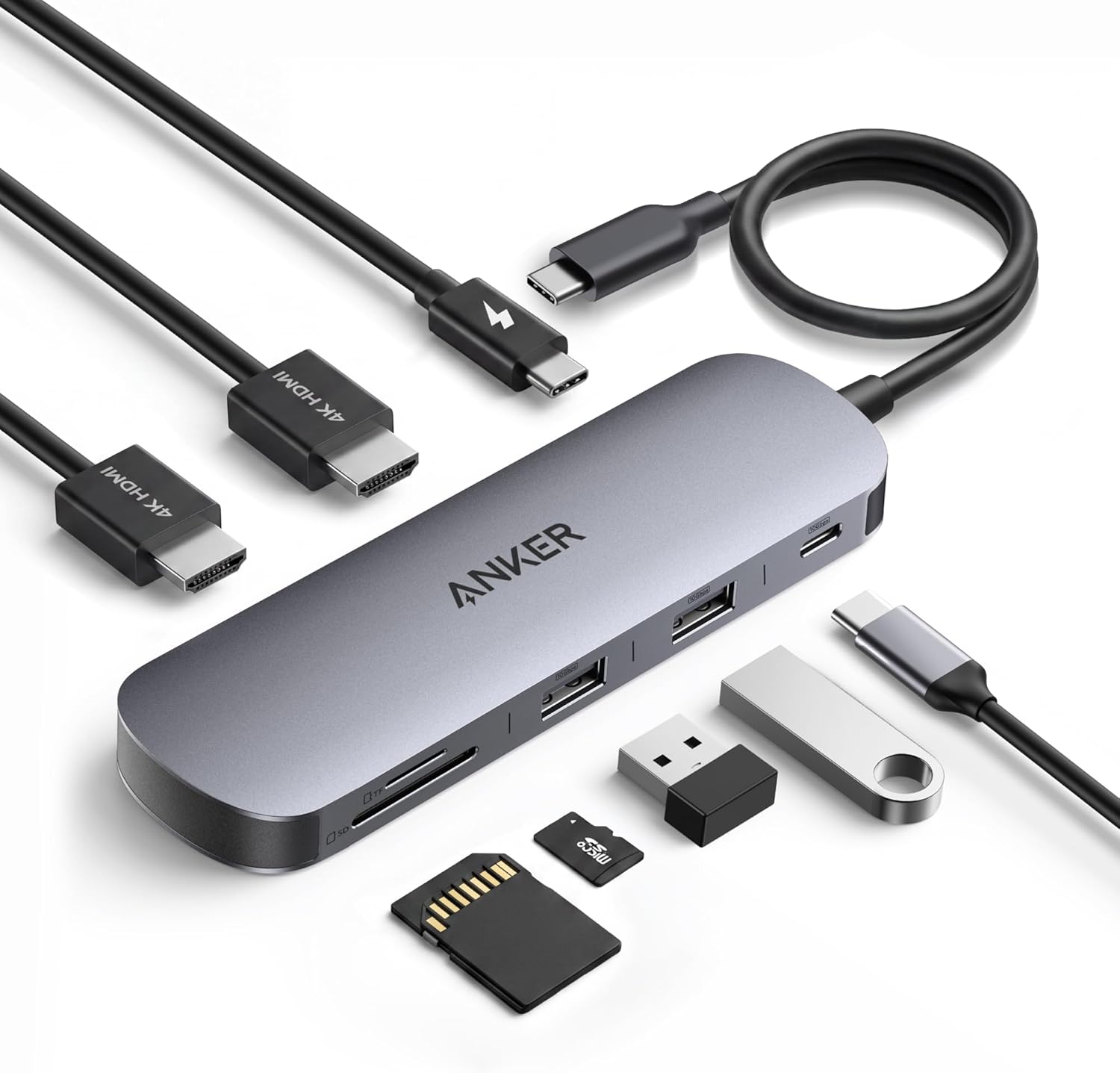 Anker Nano Laptop Docking Station Dual Monitor, 8-in-1 USB C Dock with 4K@60Hz HDMI, 10Gbps...