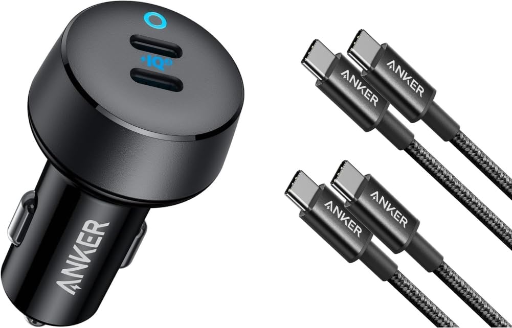 Anker USB C Cable (3.3FT, 2Pack) with USB C Car Charger