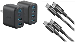 Anker USB C to USB C Cable, Type-C 60W Fast Charging (3.3 FT, 2Pack),Zolo Charger Block...