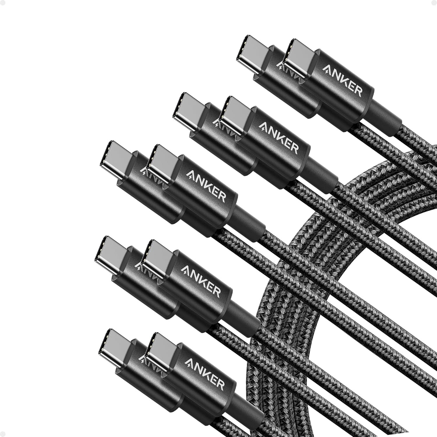 Anker USB C to USB C Cable, Type-C 60W Fast Charging Cable (6 FT, 5Pack) for iPhone 17...