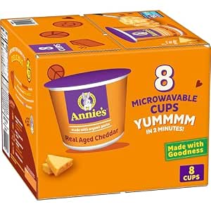 Annie's Real Aged Cheddar with Organic Pasta, Macaroni and Cheese Microwavable Cups, Made...