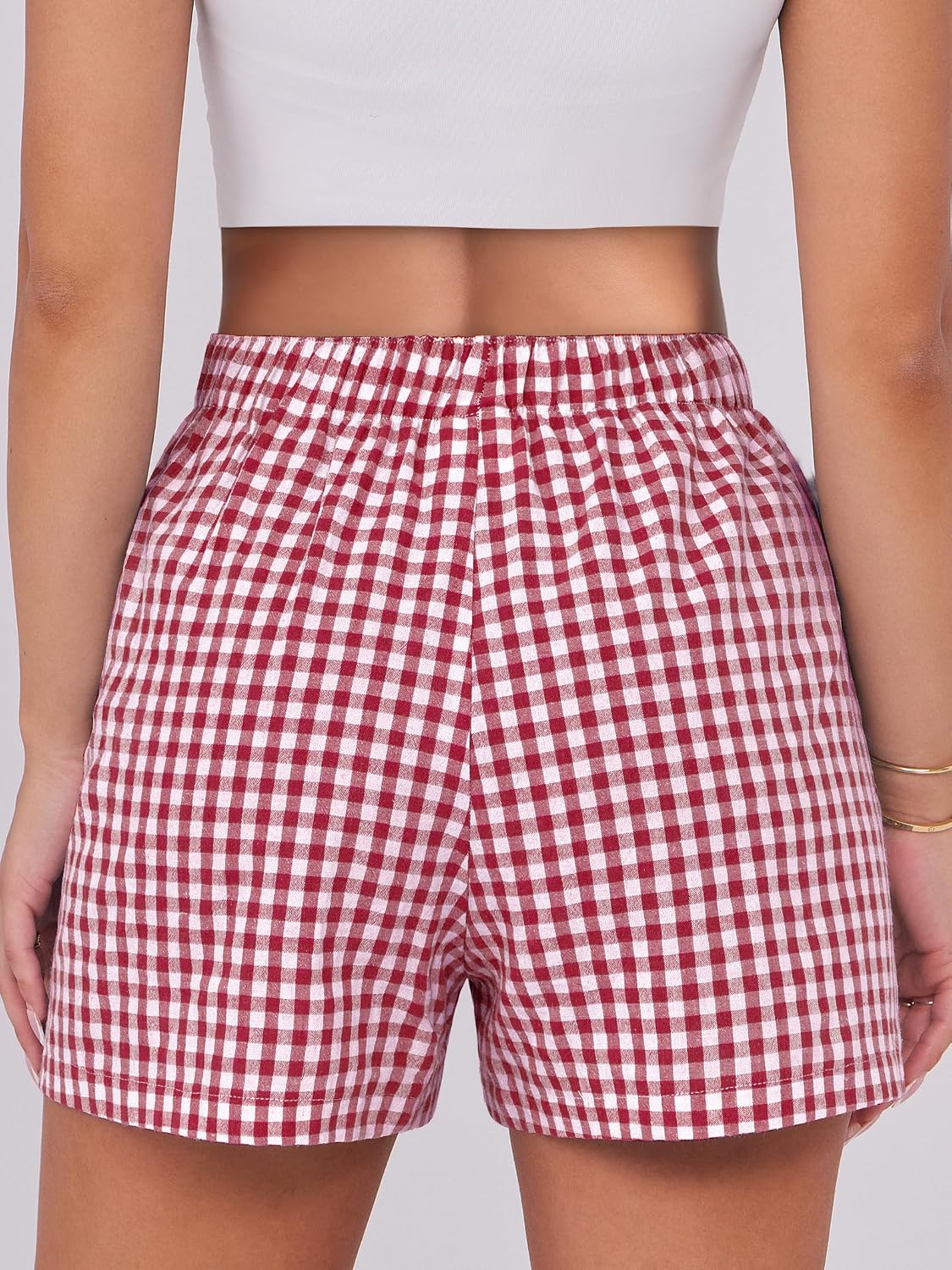 ANRABESS Boxer Shorts for Women Gingham Pajama 2026 Summer Casual Lounge Sleep Plaid Shorts... image