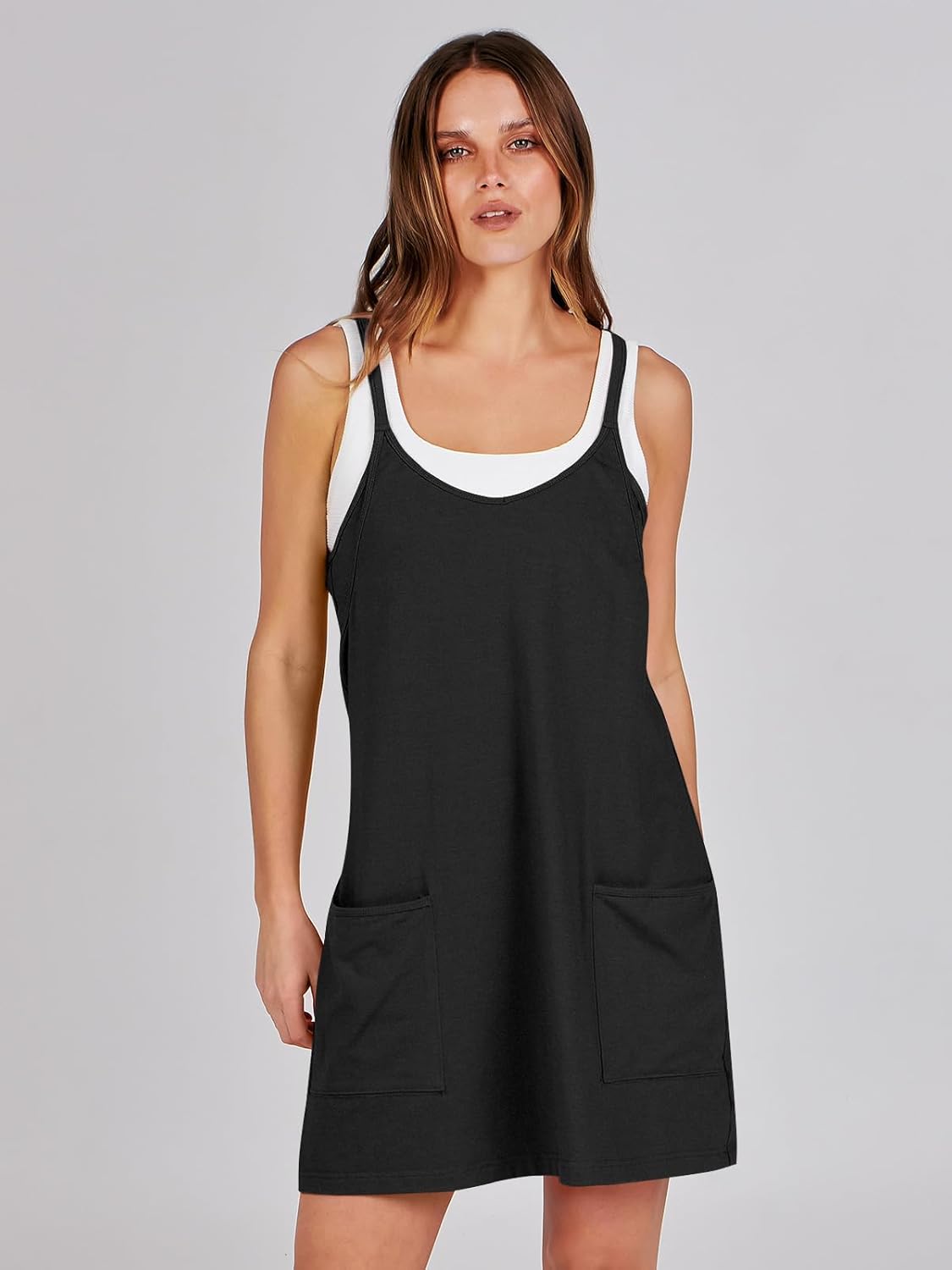 ANRABESS Women Athletic Dress Summer Tennis Workout Active Sports Mini Romper Dress Built in... image