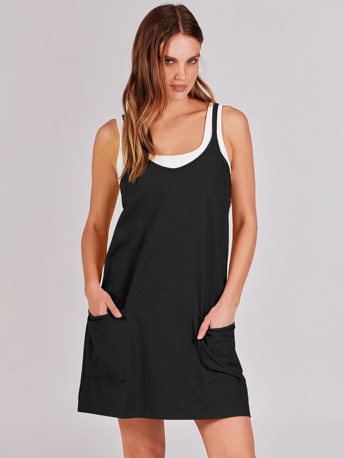 ANRABESS Women Athletic Dress Summer Tennis Workout Active Sports Mini Romper Dress Built in... image