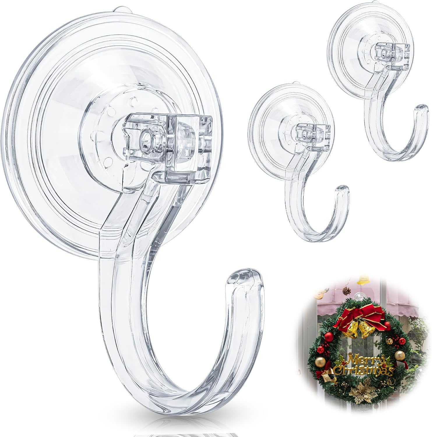 Antimbee 2 Pack Suction Wreath Hangers for Front Door, Heavy Duty Large Suction Cup Hooks...