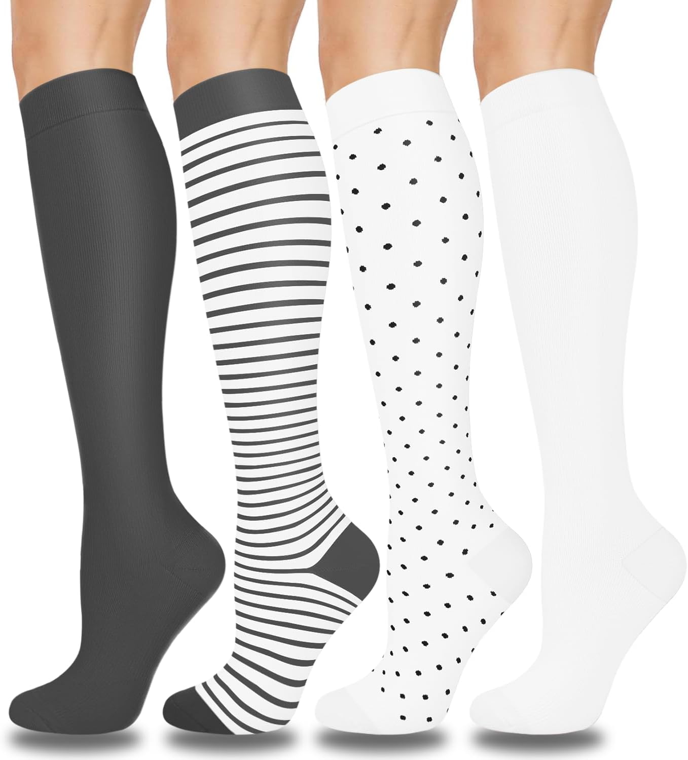 Aoliks Compression Socks for Women & Men 4 Pairs, Best Support for Nurses Running Travel