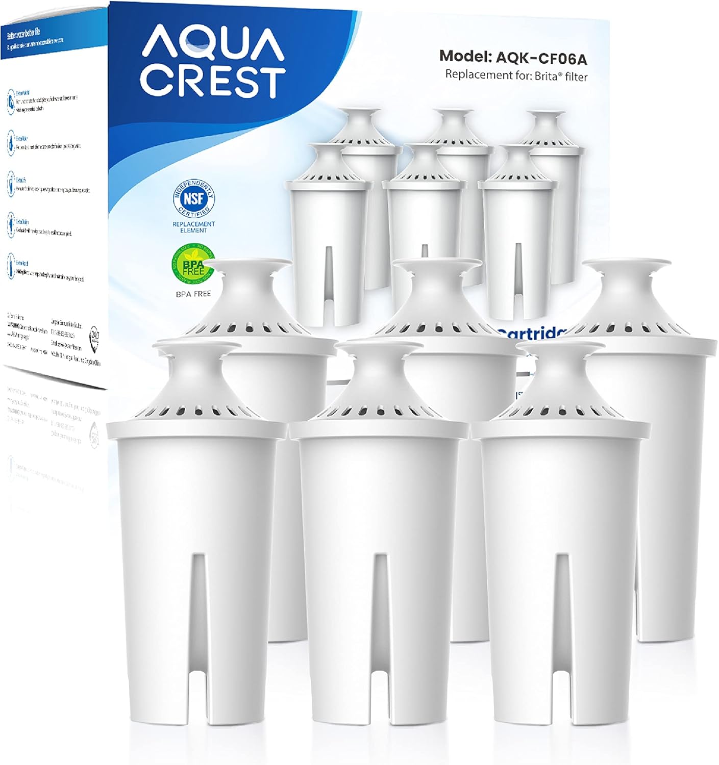 AQUA CREST CF06A Replacement for Brita® Filter, Brita® Water Pitchers and Dispensers...
