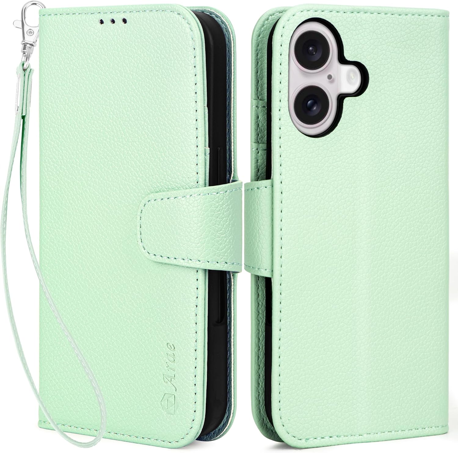 Arae Compatible with iPhone 16 Case Wallet with Card Holder, Wristlet Strap Wallet Flip...