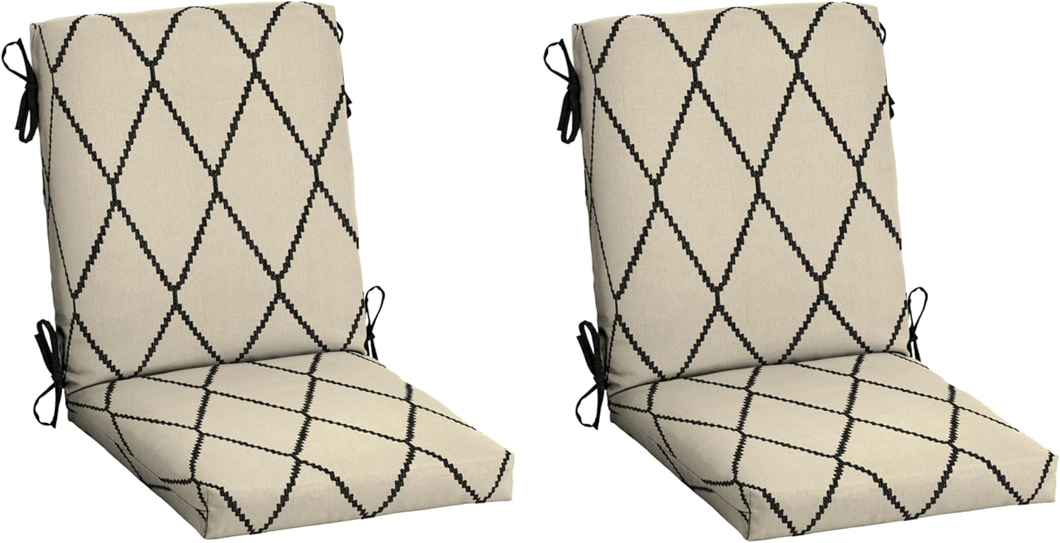 Arden 2-Pack Patio Dining Outdoor Chair Cushions, 20x44, Rain-Proof Seat Pad, Fade-Resistant...