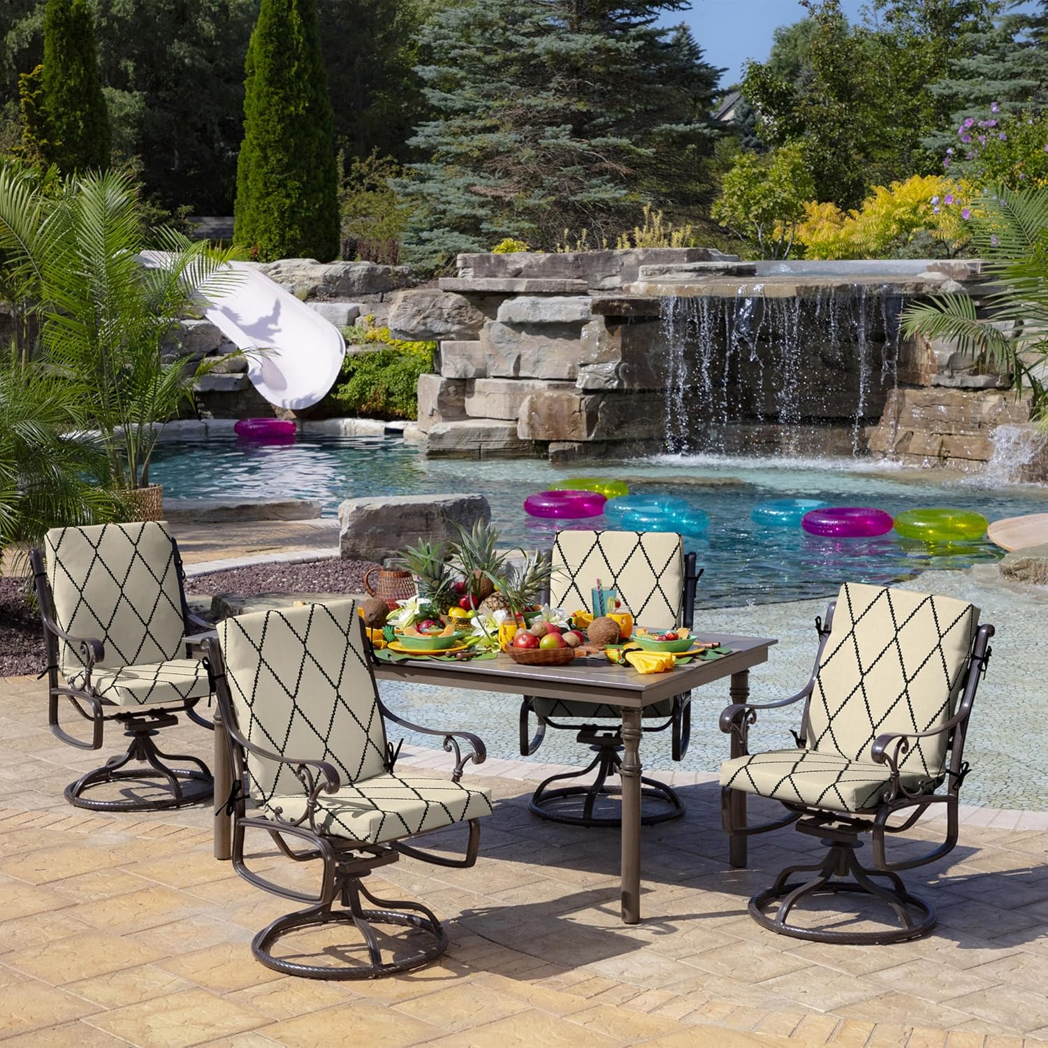 Arden 2-Pack Patio Dining Outdoor Chair Cushions, 20x44, Rain-Proof Seat Pad, Fade-Resistant... image