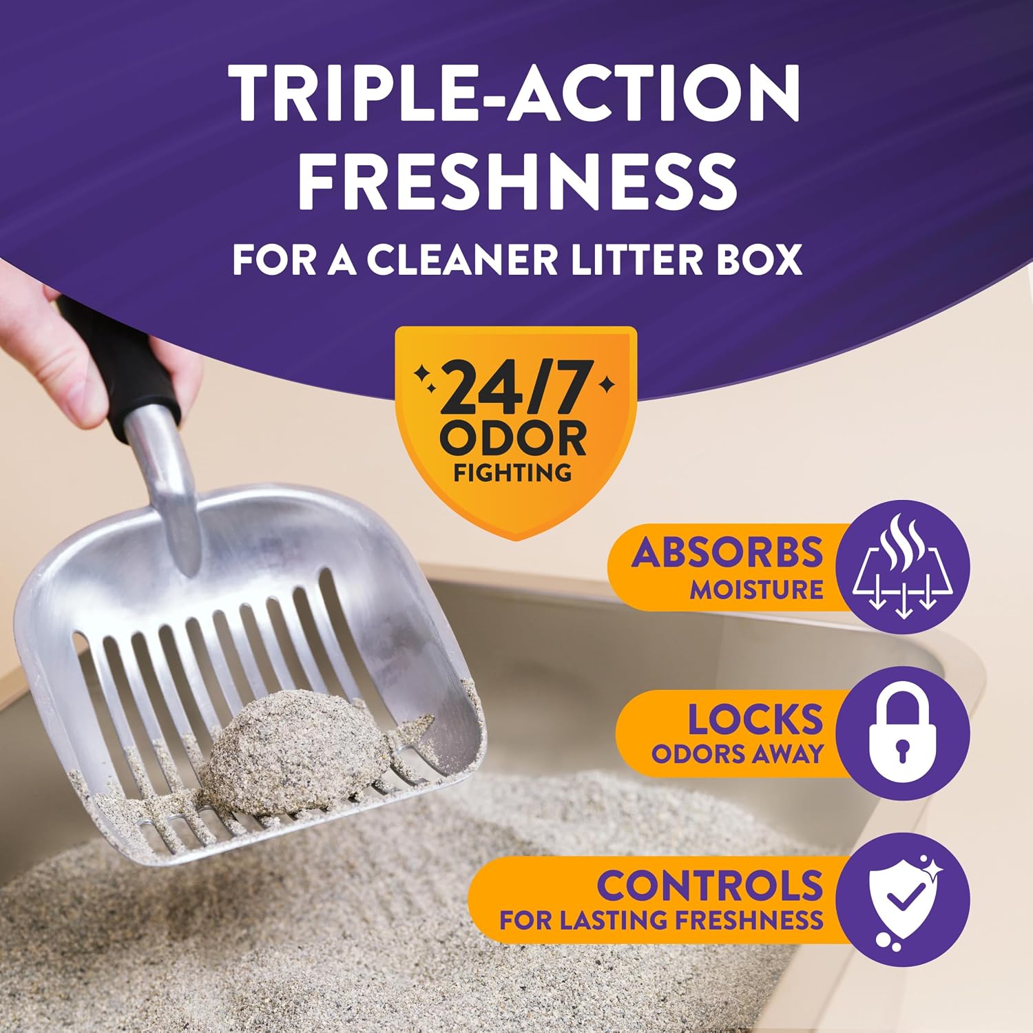 ARM & HAMMER Slide Platinum Easy Clean-Up Clumping Cat Litter, 18 lbs | 24/7 Odor Control... image
