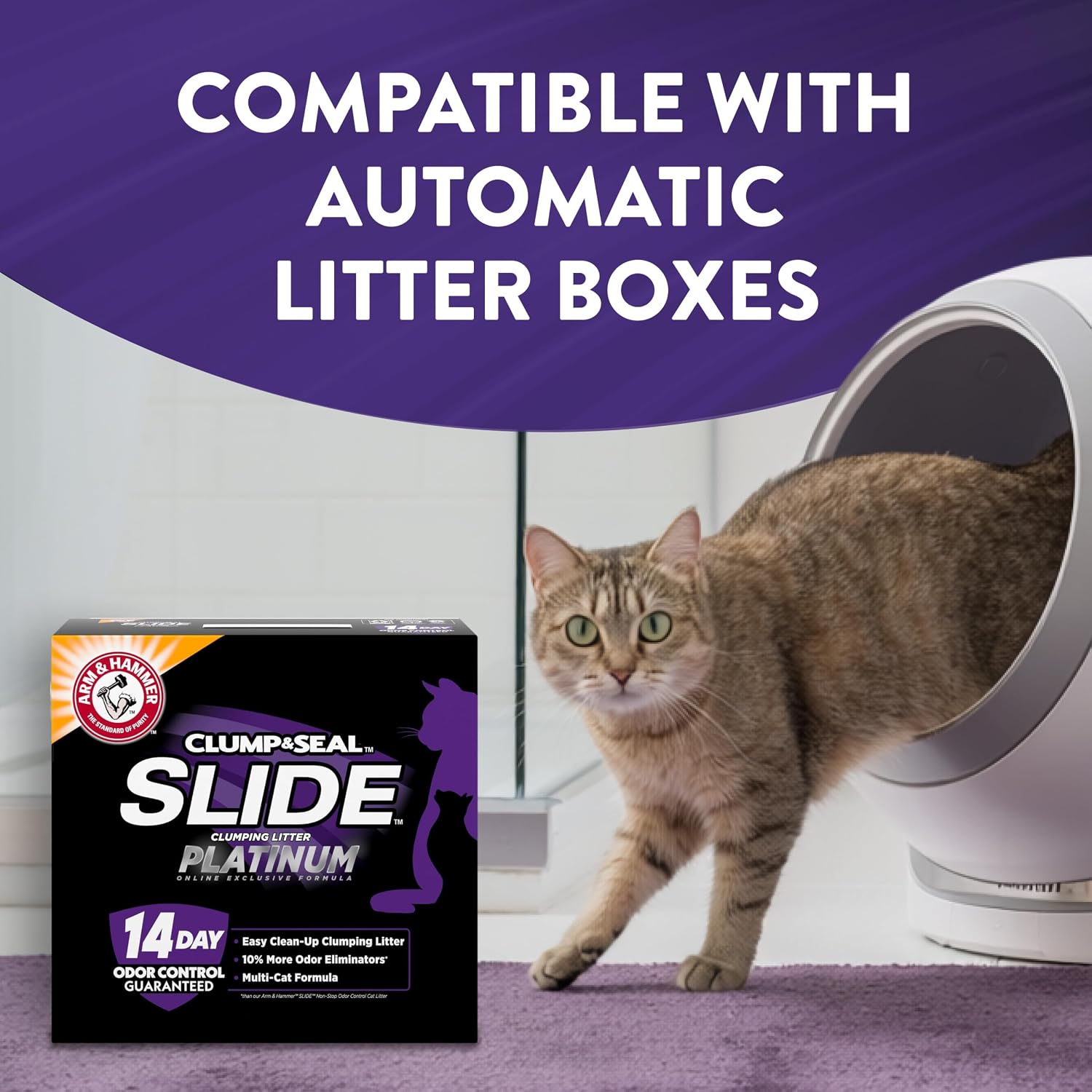 ARM & HAMMER Slide Platinum Easy Clean-Up Clumping Cat Litter, 37 Lbs | 24/7 Odor Control... image