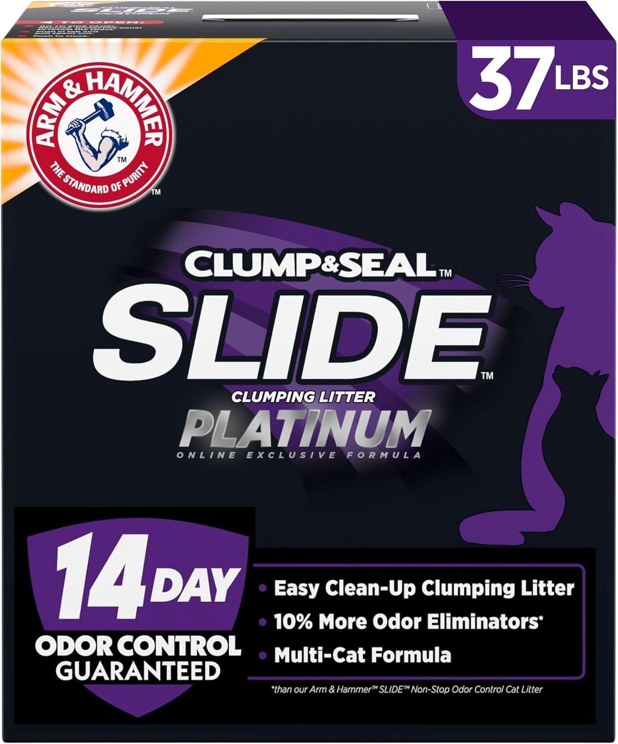 ARM & HAMMER Slide Platinum Easy Clean-Up Clumping Cat Litter, 37 Lbs | 24/7 Odor Control...