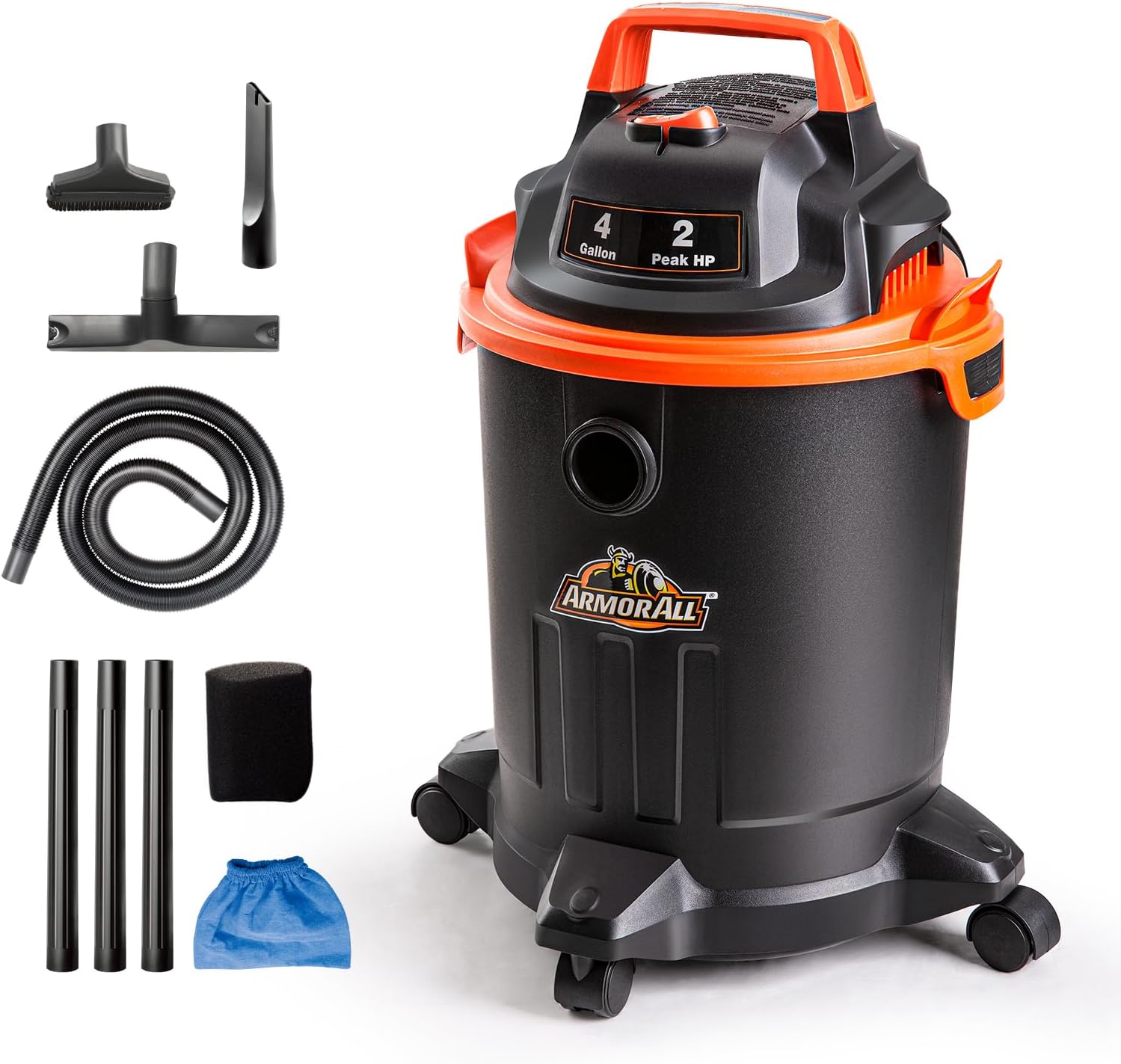 Armor All VO405P 0901 4 Gallon Wet/Dry Vac 2.0 Peak HP Shop Vacuum with Nozzles &...