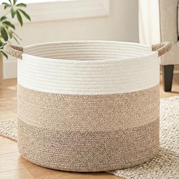 Artfeel 70L Large Cotton Rope Basket, Decorative Woven Blanket Storage for Living Room, Boho... image