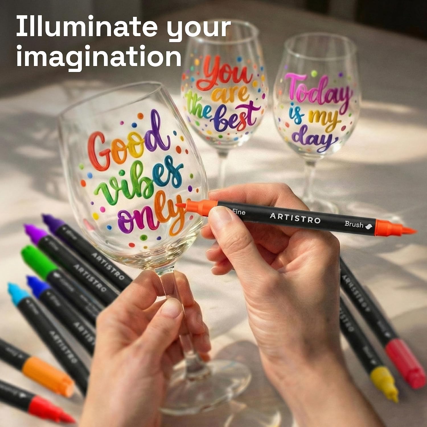 ARTISTRO 24 Glass Acrylic Paint Markers - Erasable Wine Glass Markers - Paint Pens for... image