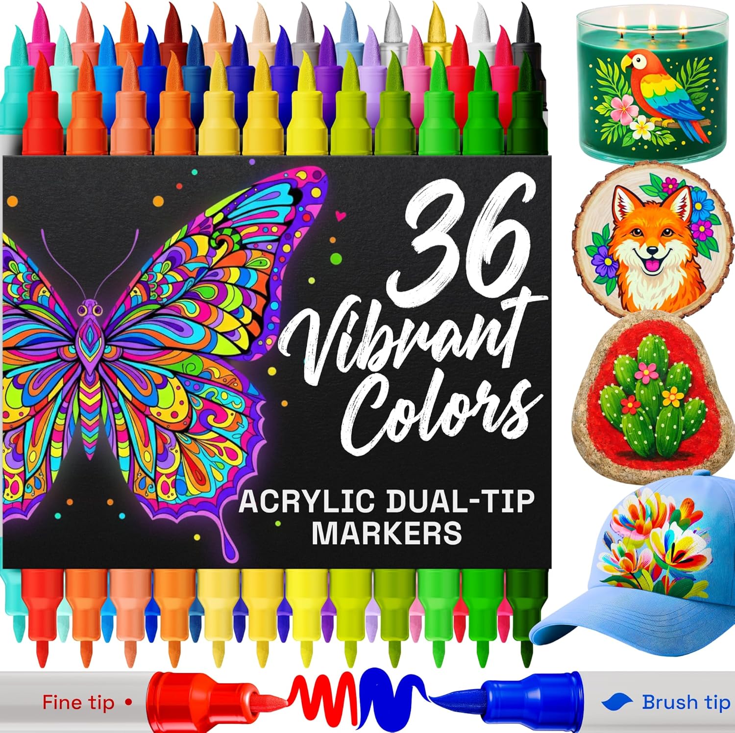 ARTISTRO 36 Acrylic Paint Markers - Paint Pens for Glass Marking, Rock Painting, Ceramic...