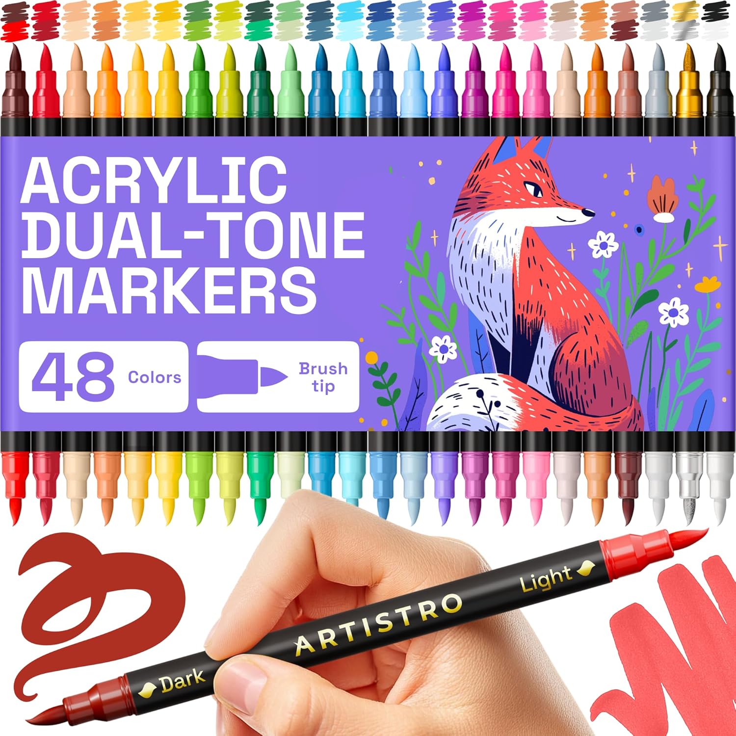 ARTISTRO Paint Markers 48 Colors - Acrylic Pens for Rock, Glass, Fabric, DIY - Art Supplies...