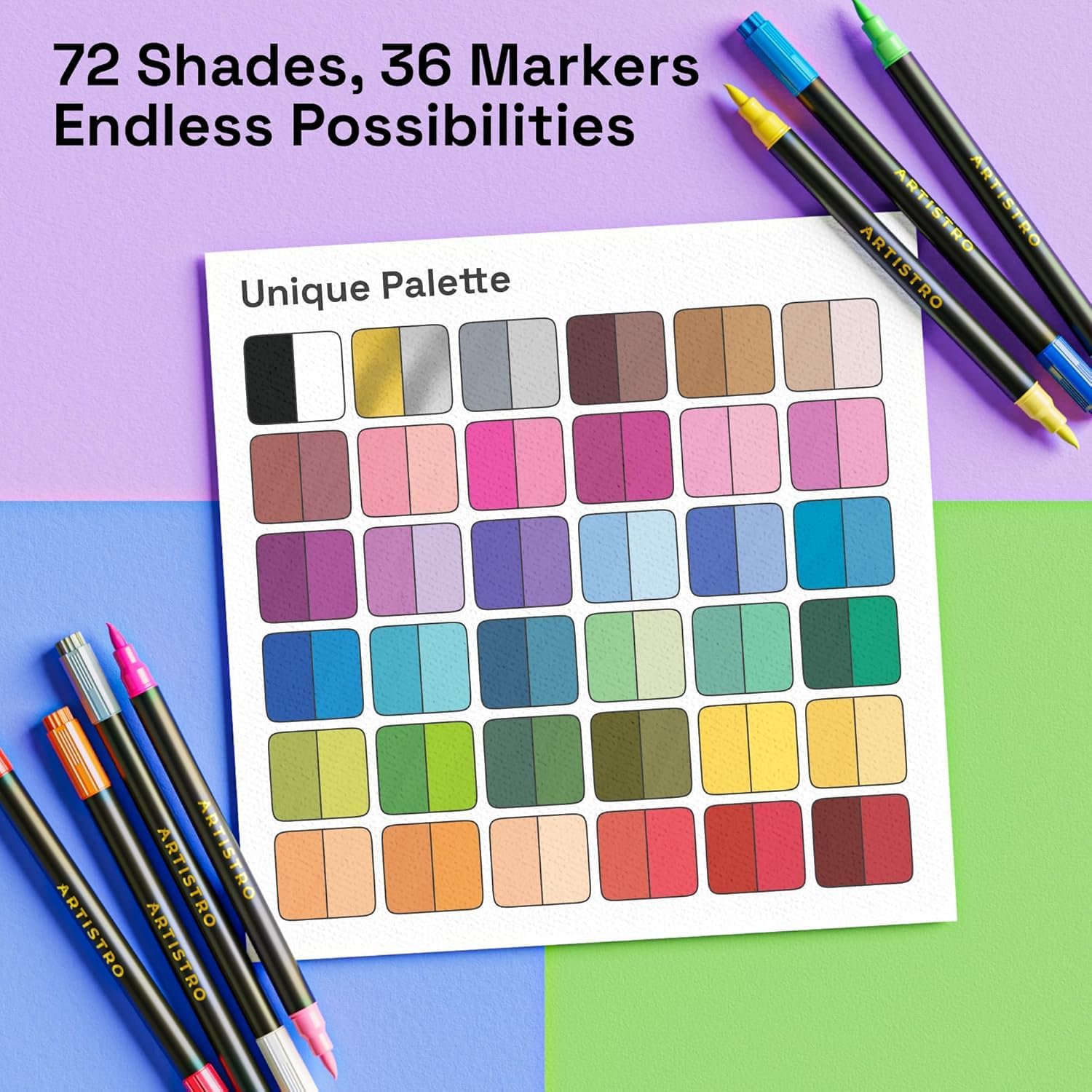 ARTISTRO Paint Markers 48 Colors - Acrylic Pens for Rock, Glass, Fabric, DIY - Art Supplies... image