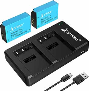 Artman LP-E17 Battery 2-Pack and Rapid Dual LP E17 Battery Charger for Canon EOS R50 R100 RP...