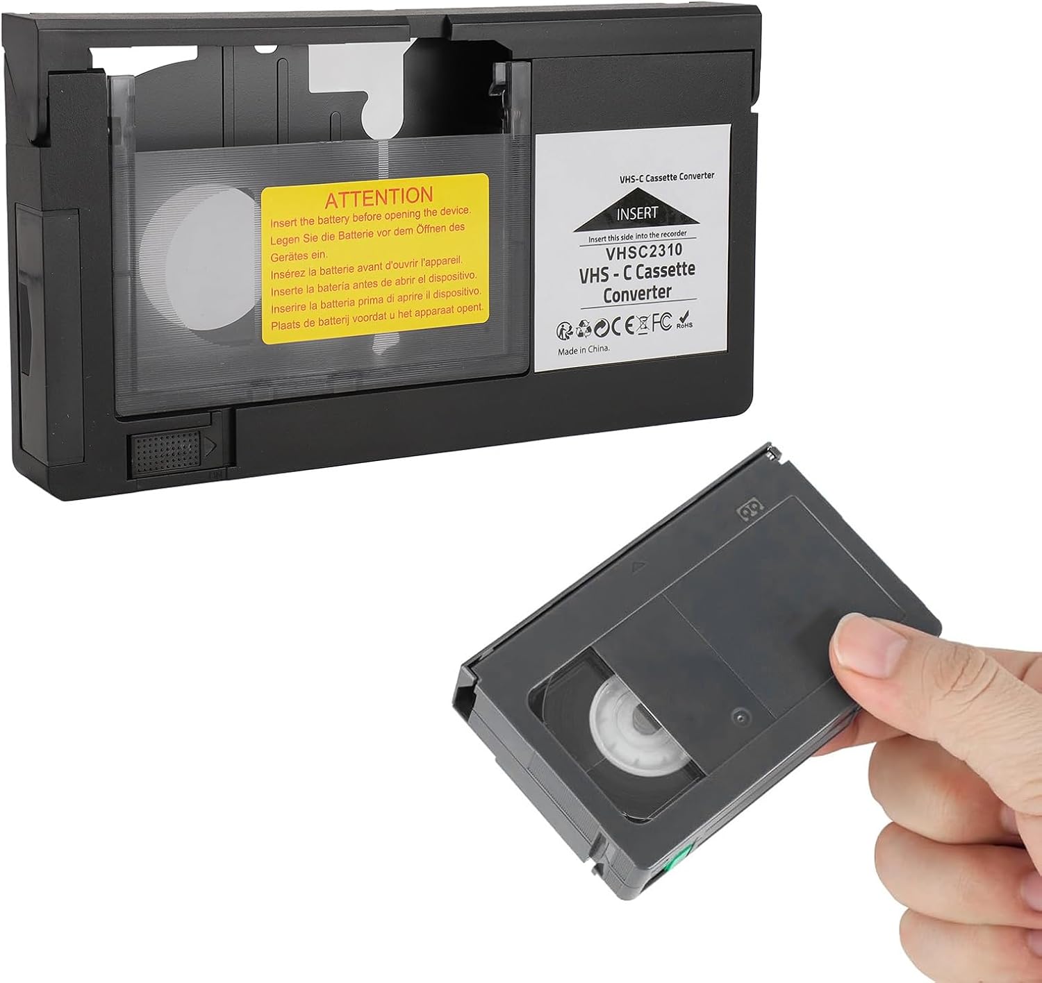 ASHATA VHS-C Cassette Adapter, Compatible with VHS-C SVHS Camcorders, Motorized Cassette...