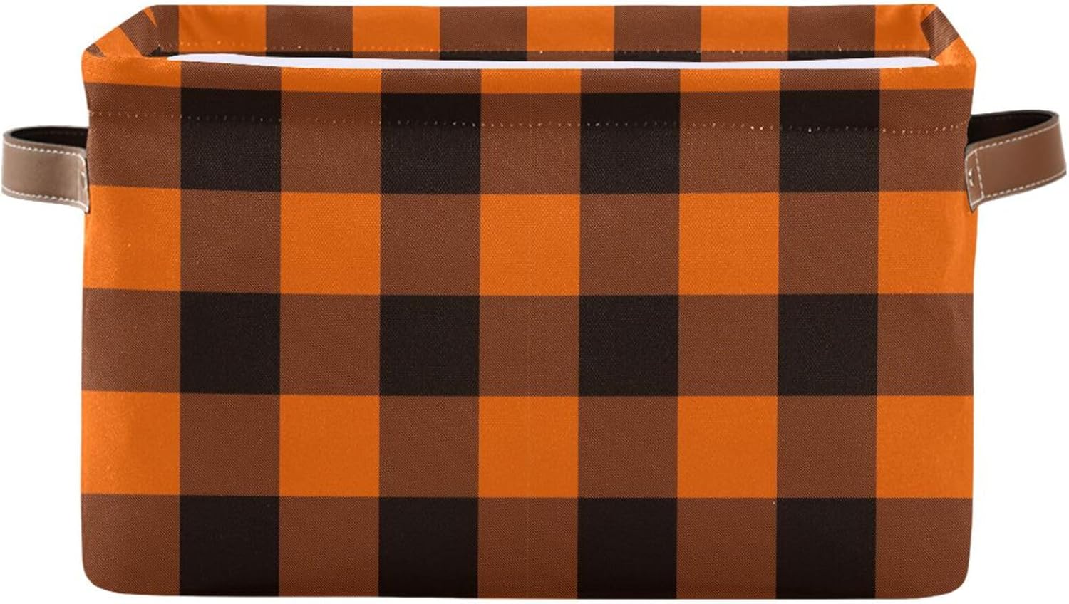 Aslsiy Storage Basket Orange Black Plaid Nursery Bins Baby Box Canvas Clothes Shelf Basket...