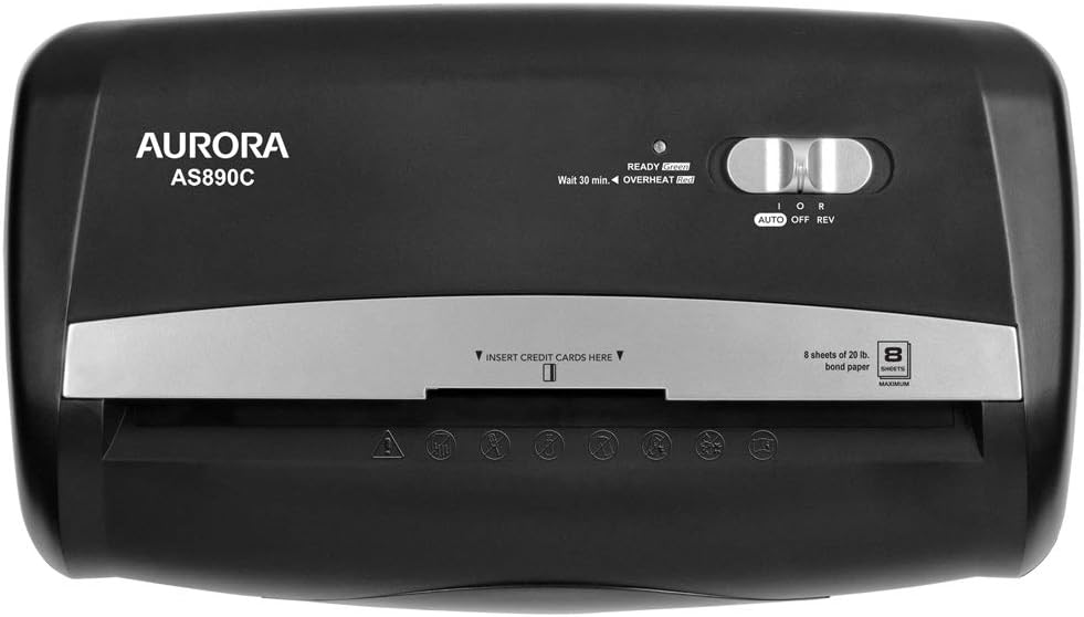 Aurora AS890C 8-Sheet Cross-Cut Paper/Credit Card Shredder with Basket image