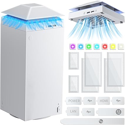 Auto Cooling Fan Dust Proof for Xbox Series X Console with Colorful Light Strip,Dust Cover...