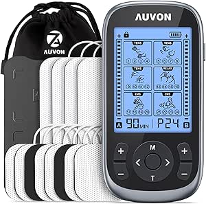 AUVON 3-in-1 TENS Unit Muscle Stimulator, EMS Massage Machine with 40 Intensities for...