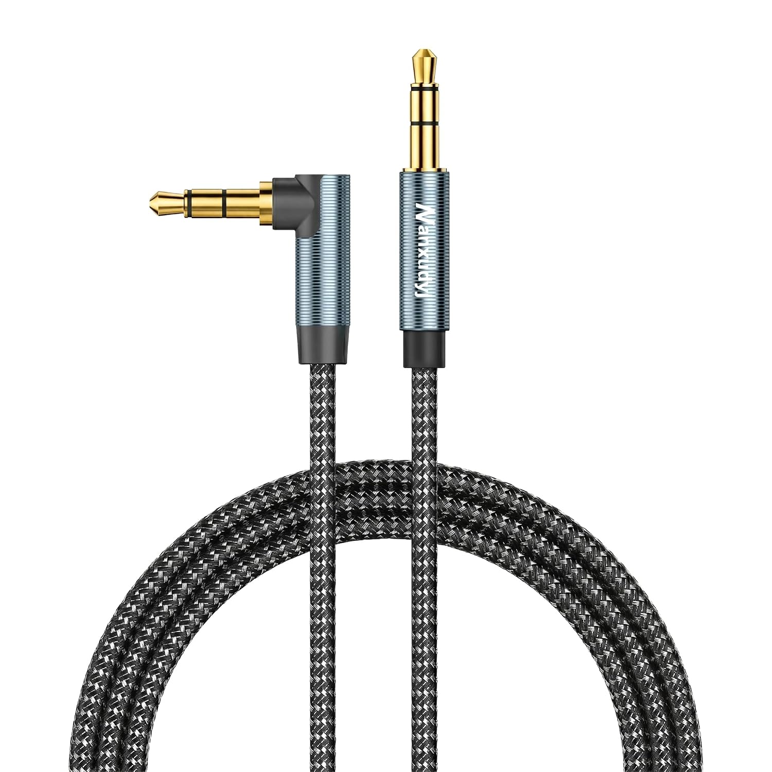 AUX Cord 6ft, 3.5mm Stereo Audio Cable 90 Degree Right Angle Nylon Braided Male to Male for...