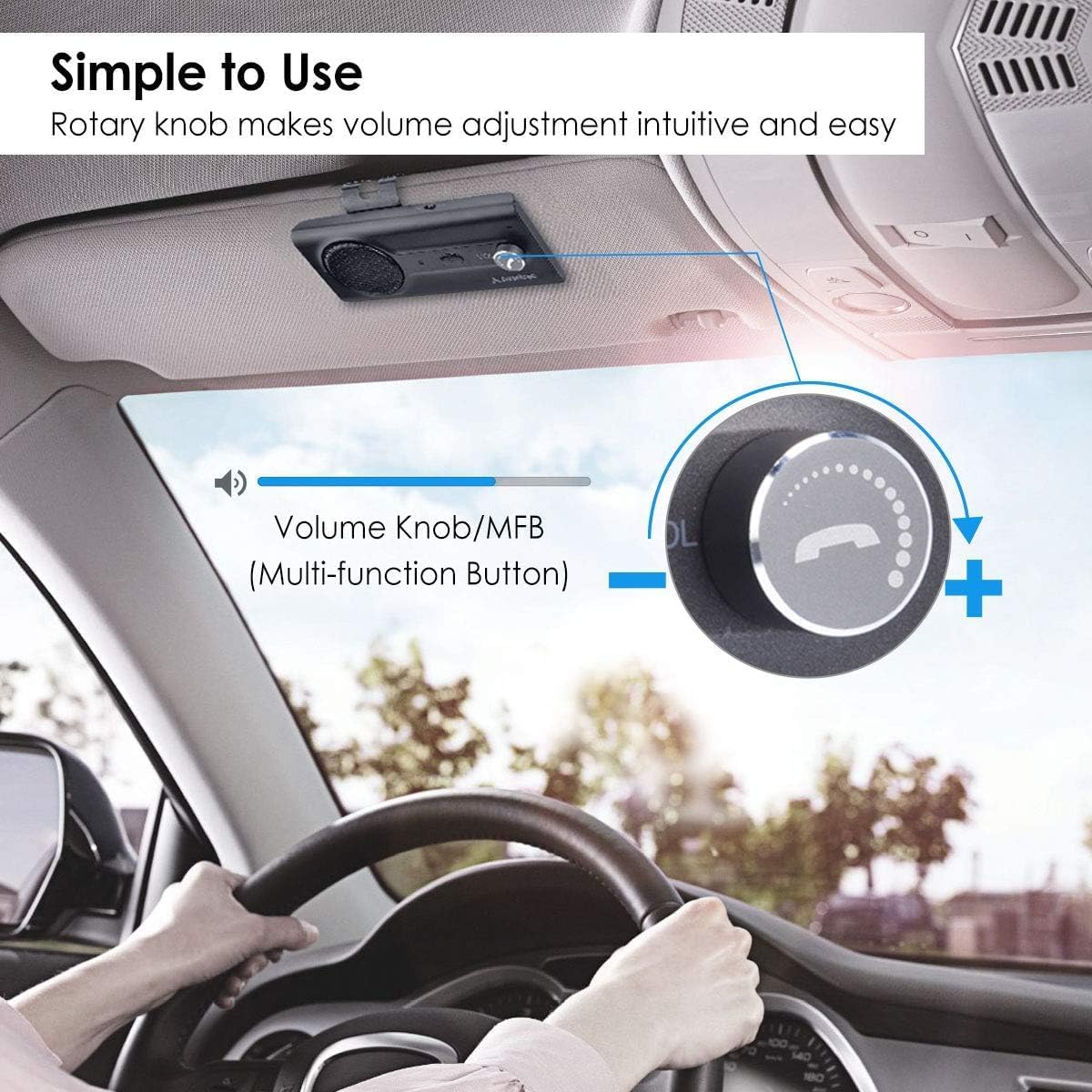Avantree CK11 - Hands Free Bluetooth 5.0 Car Kit, 3W Speakerphone with Visor Clip, Supports... image