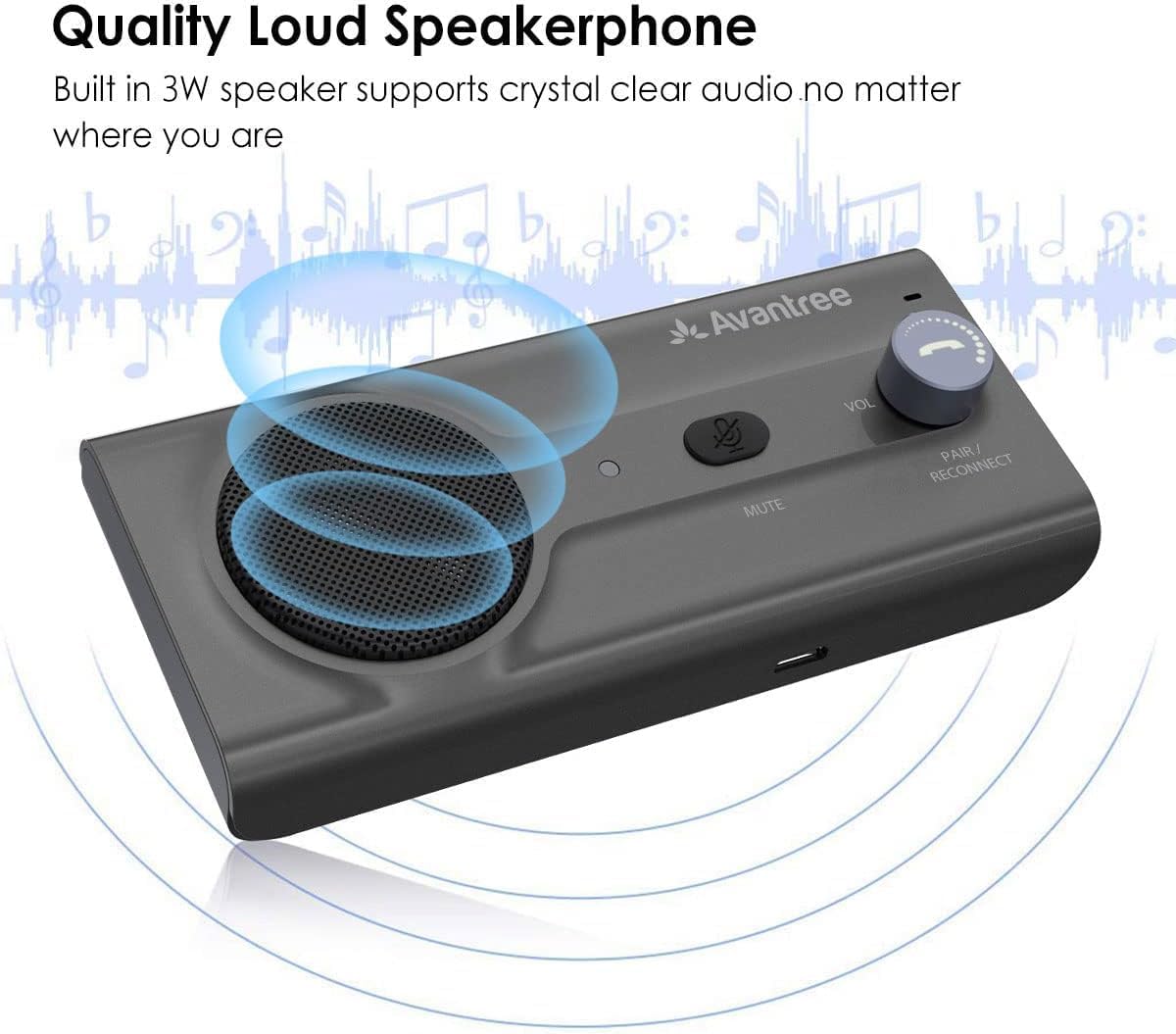 Avantree CK11 - Hands Free Bluetooth 5.0 Car Kit, 3W Speakerphone with Visor Clip, Supports... image