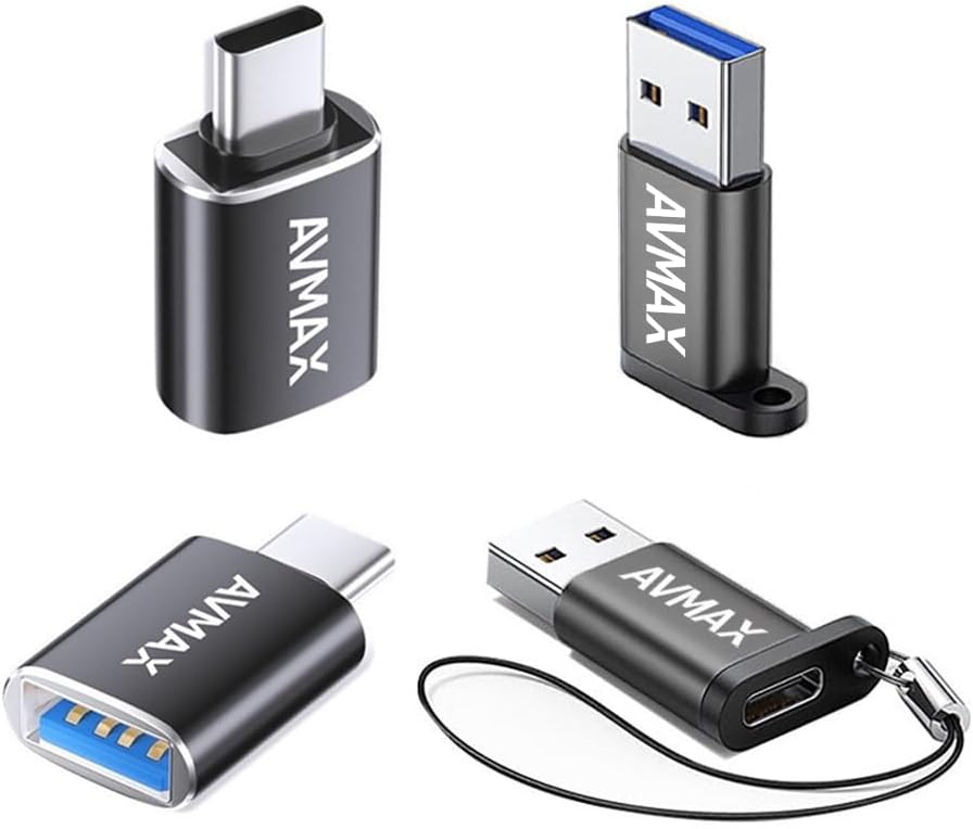AVMAX USB to USB C Adapter 4Pack, Type C Male to USB Female 3.0 OTG Adapter for... image