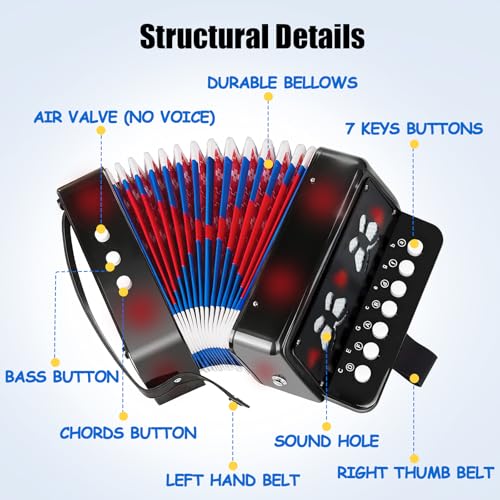 AZEAM Kids Accordion, Toy Accordion for Ages 3 5 9 7 10 12 Child Children Toddlers Beginners... image
