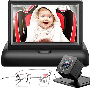 Baby Car Mirror with 4.3'' HD Night Vision Function Display, Safety Car Seat Camera with...