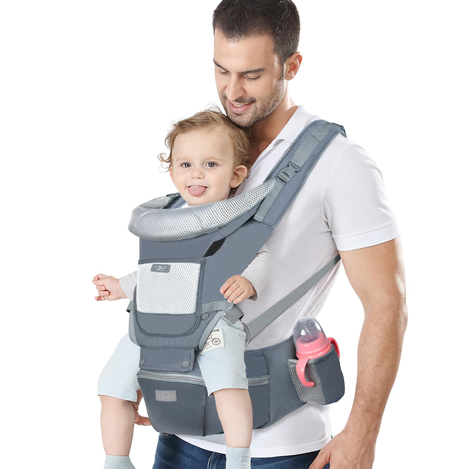 Baby Carrier Ergonomic Infant Carrier with Hip Seat Kangaroo Bag Soft Baby Carrier Newborn...