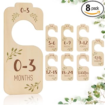 Baby Closet Dividers for Clothes Organizer - Set of 8 Beautiful Wooden Double-Sided Baby... image