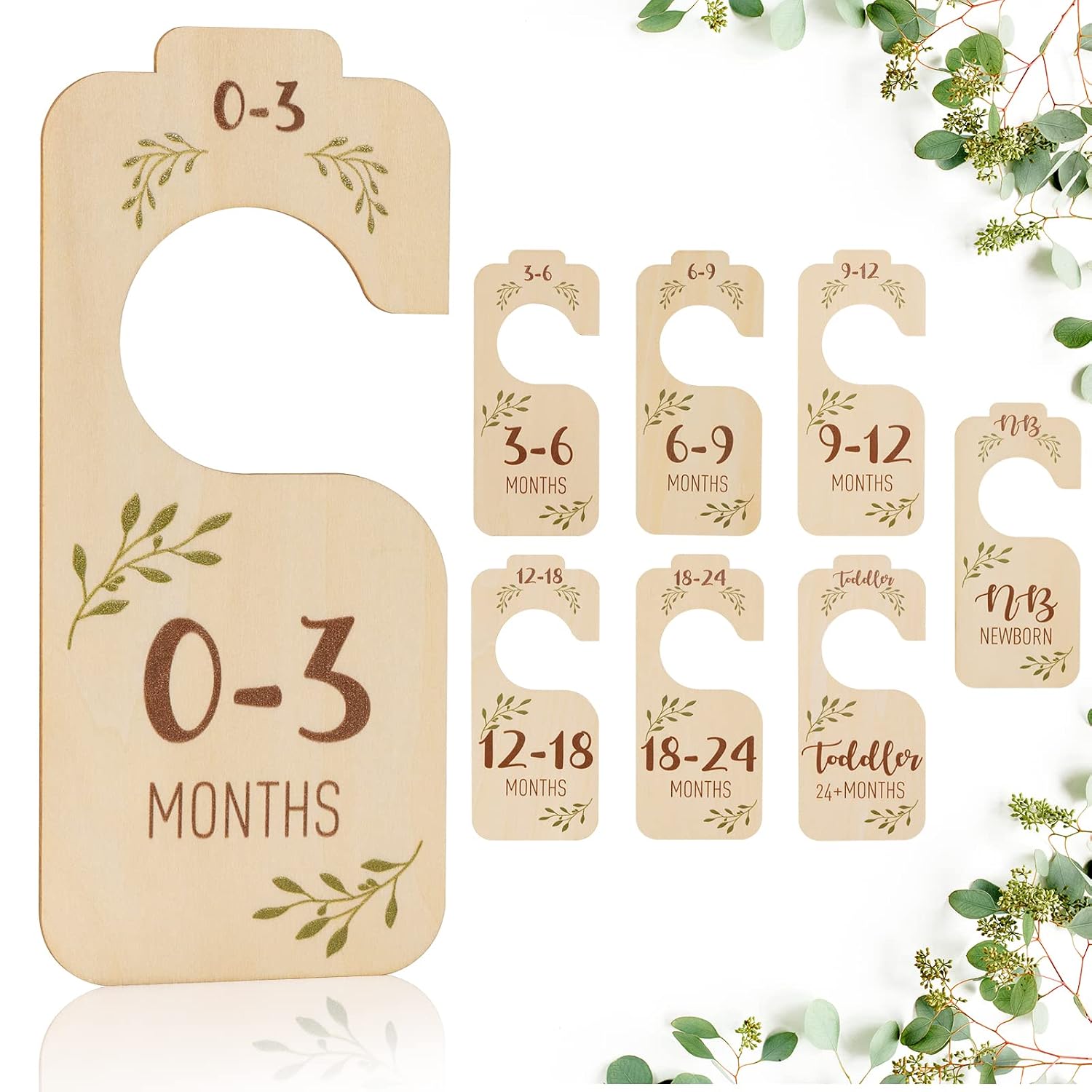 Baby Closet Dividers for Clothes Organizer - Set of 8 Beautiful Wooden Double-Sided Baby...