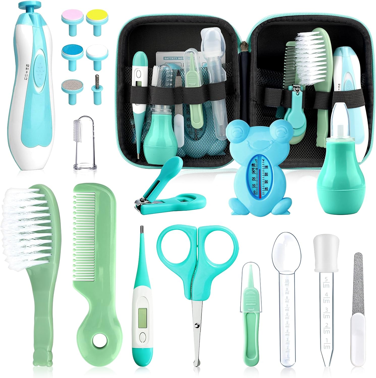 Baby Healthcare and Grooming Kit, 20 in 1 Portable Baby Safety Care Set with Hair Brush Comb...