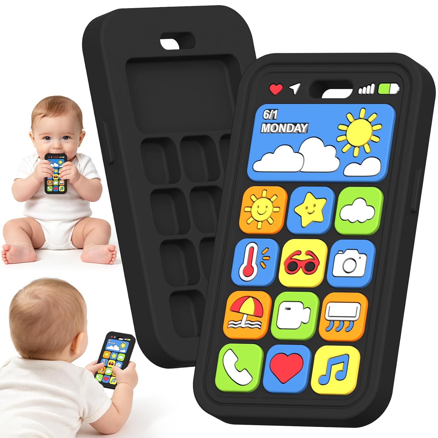 Baby Teething Toys Silicone Baby Phone Teether Over 3 Months - Sensory Chew Toys Baby...