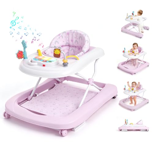Baby Walker with Wheels, 5-in-1 Foldable Push Walker for Baby Girls 6-12 Months, Baby Walker...