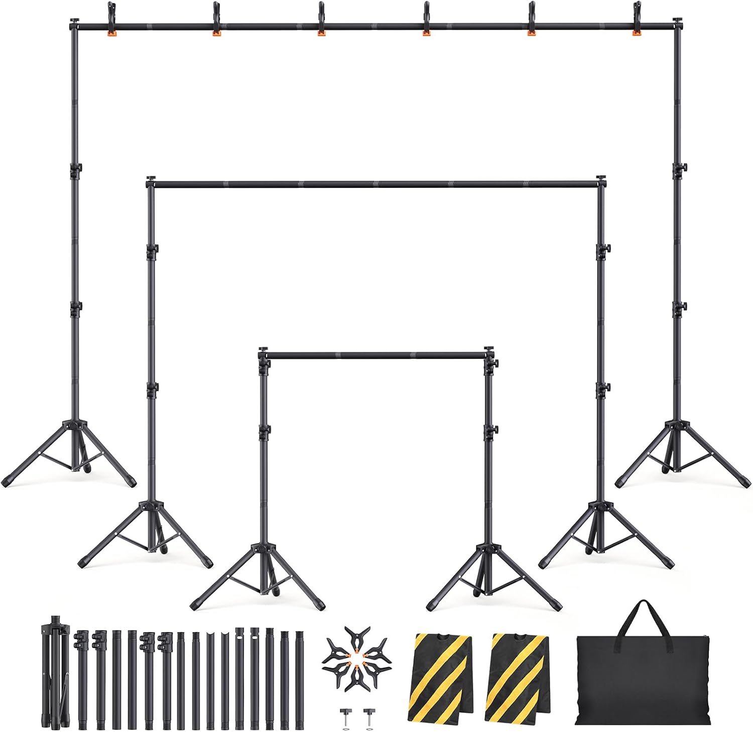 Backdrop Stand Kit - 6 Widths, 10x7.5ft Adjustable Background Stand for Parties & Studio...