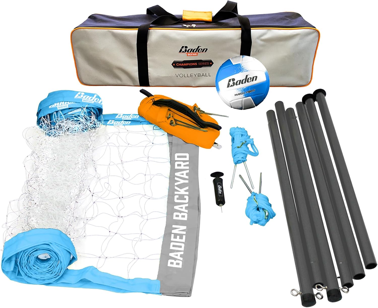 Baden Volleyball Net Set, Volleyball Bag, Adjustable Poles, & Boundary Lines, Portable...