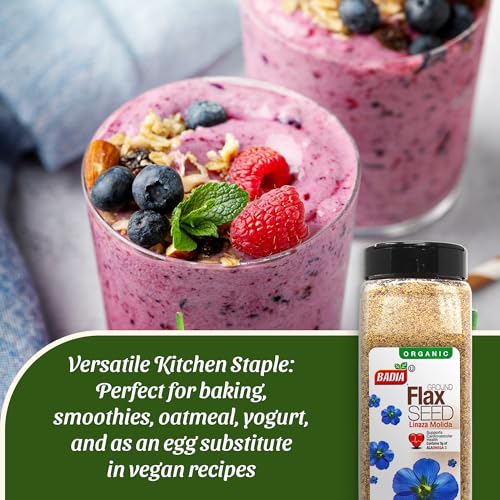 Badia Organic Ground Flax Seed, 16 oz – Fiber & Omega-3 Non-GMO Superfood | Organic ground... image