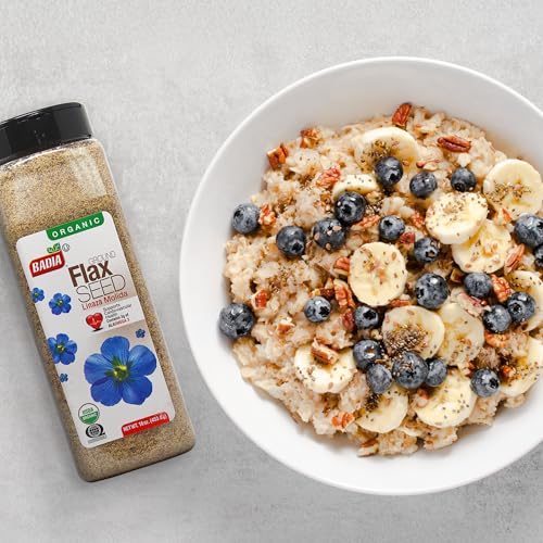 Badia Organic Ground Flax Seed, 16 oz – Fiber & Omega-3 Non-GMO Superfood | Organic ground... image