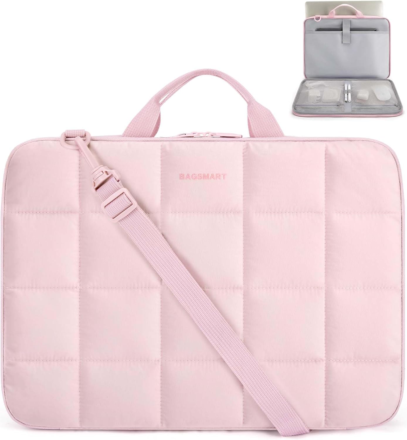 BAGSMART Laptop Case with Handle, Puffy Laptop Sleeve Bag for Women, MacBook Case for Dell...