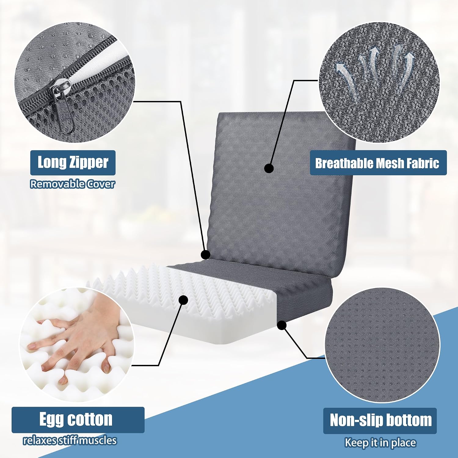 BALAPET Recliner Cushions for Long Sitting, Egg Crate Foam Recliner Cushion for Elderly... image
