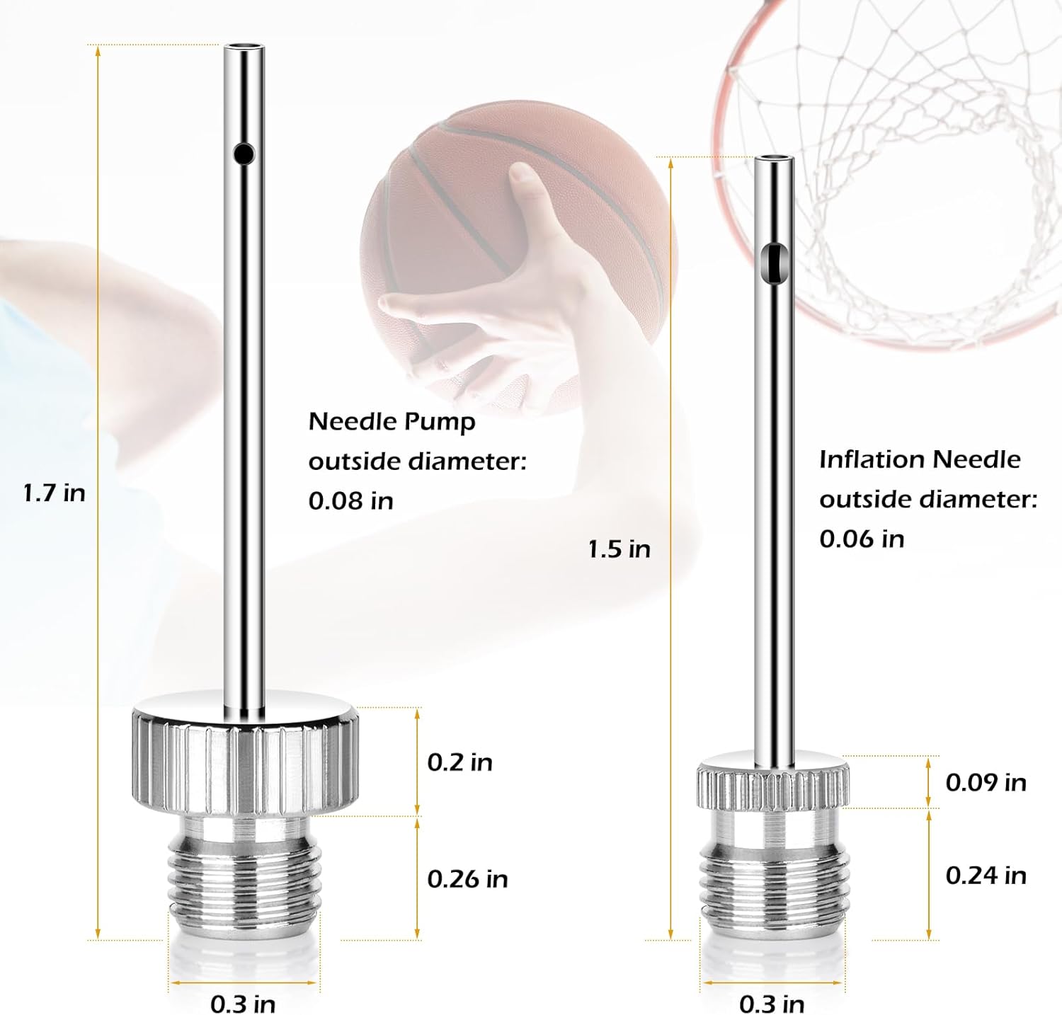 Ball Pump Needles, Unbreakable Air Pump Needles Compatible with Hand and Electric Pump... image