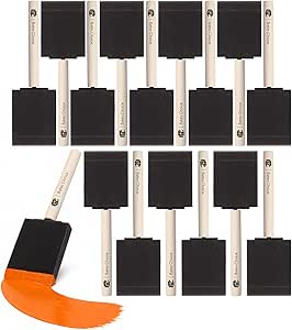 Bates- Foam Paint Brushes, 2 Inch, 16 Pack, Wooden Handle, Sponge Brushes for Painting...