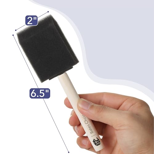 Bates- Foam Paint Brushes, 2 Inch, 16 Pack, Wooden Handle, Sponge Brushes for Painting... image